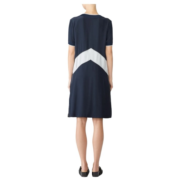 Rag & Bone Navy Blue 100% Silk Chevron Dress - Size Small - Picture 2 of 15